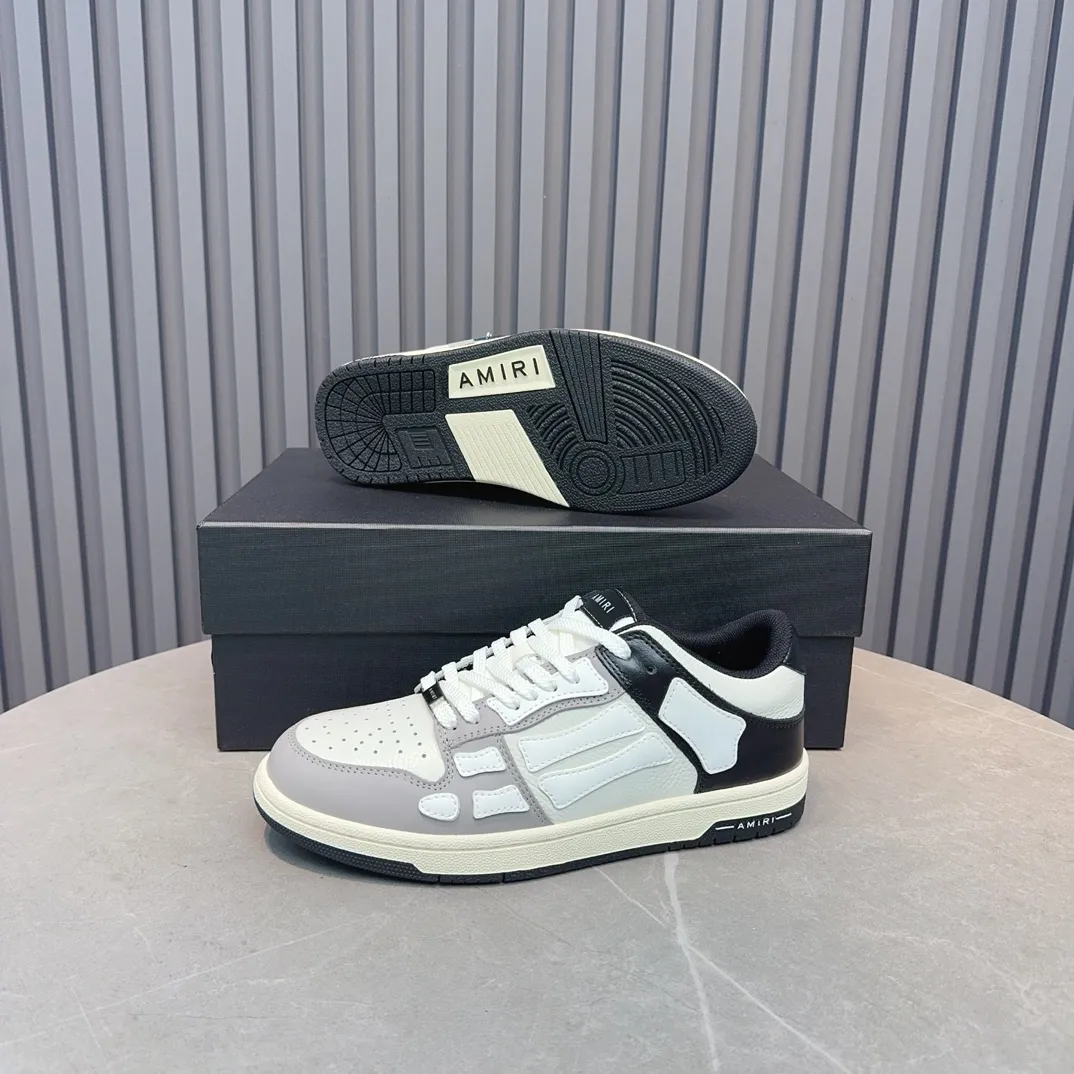 Men's men's shoes 💰600 AMIRI high street sneakers with bone sports shoes, toe layer cowhide upper, upper side bones, hand-stitched, good three-dimensional effect, customized metal LOGO, size 38-45 46